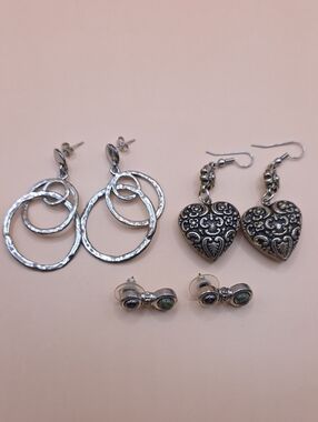 5/$25 Mixed Style Silver-tone 3 Pair Earring Lot